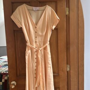 Yellow summer linen and rayon dress size 12